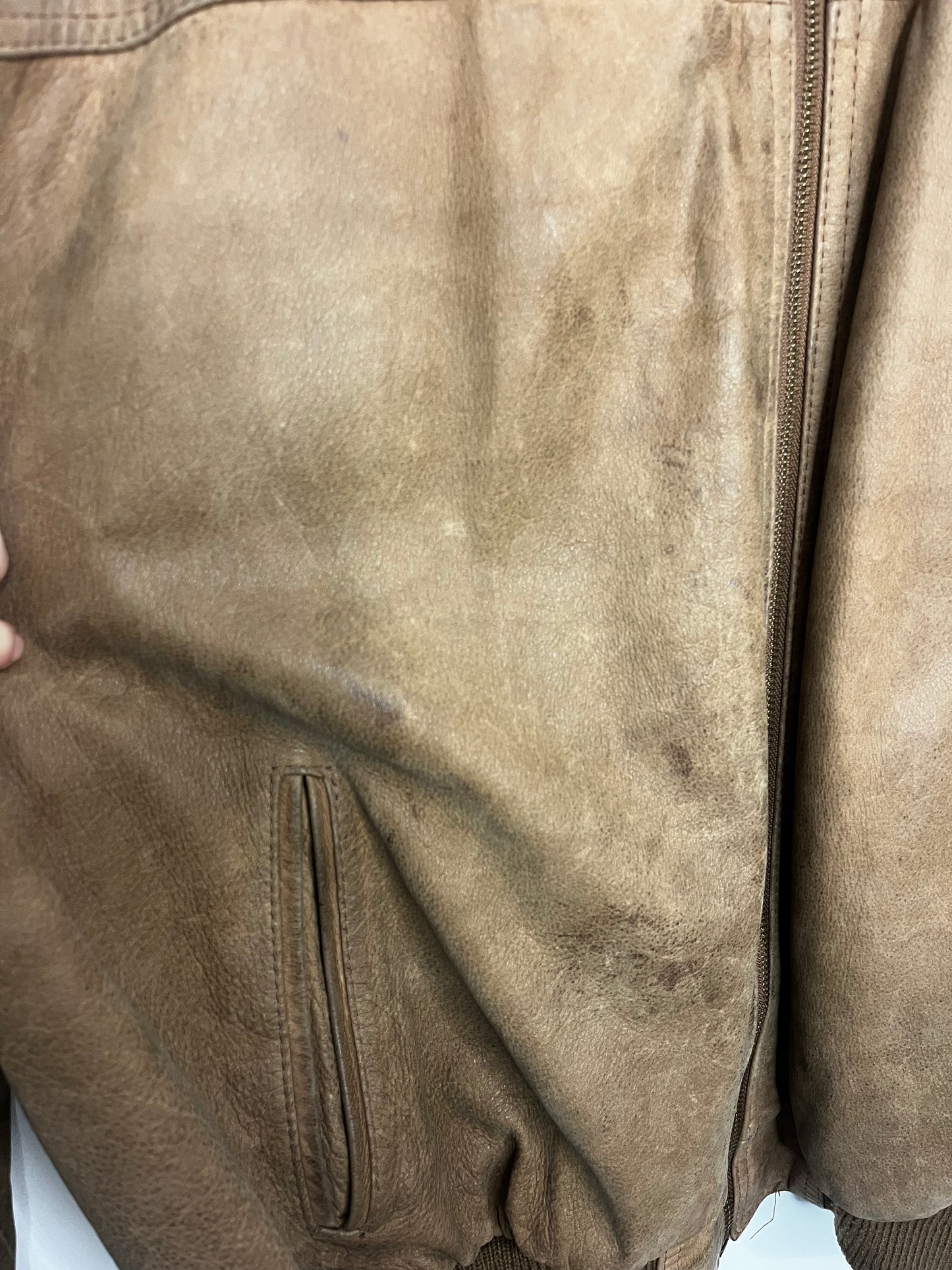 True Vintage Brown Leather Bomber Jacket