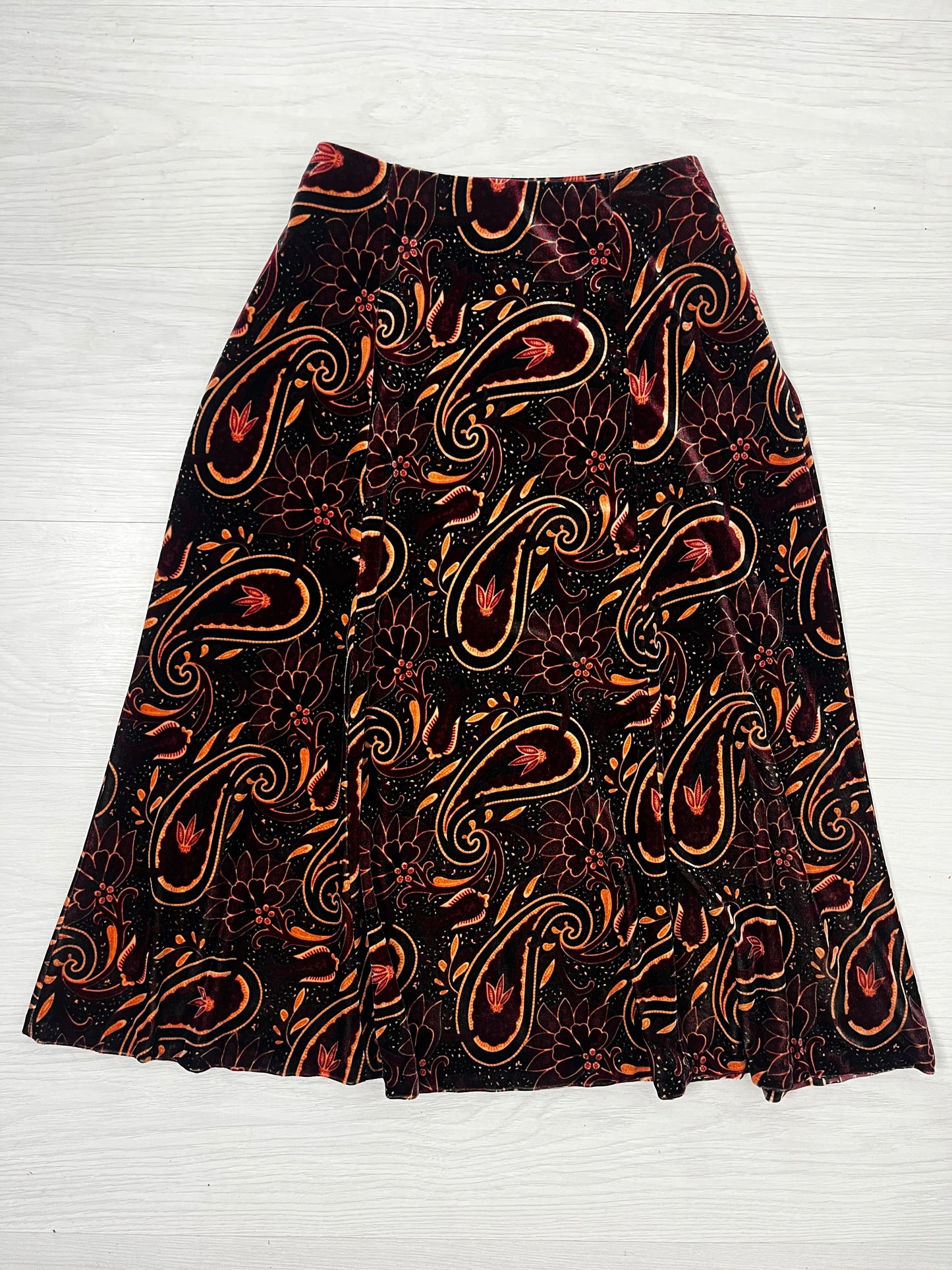 True Vintage Paisley Velvet Skirt