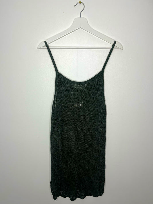 True Vintage Khaki Crochet Strap Dress