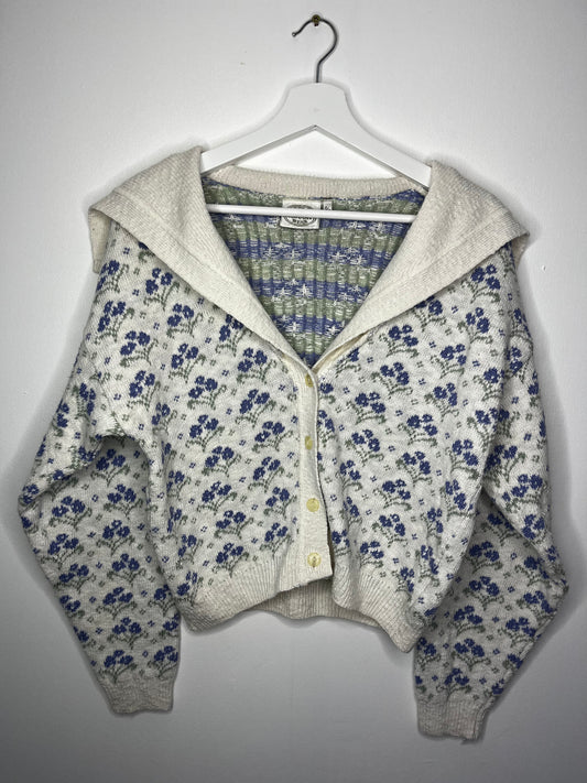 True Vintage Purple Flower Short Cardigan