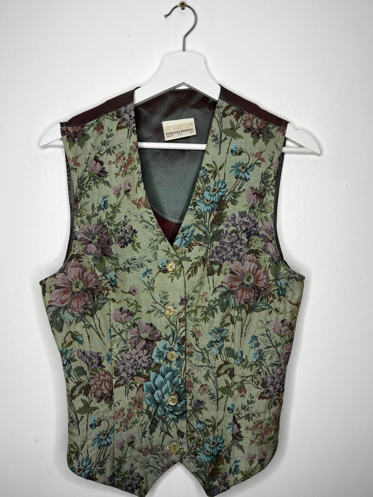 True Vintage Pastel Tapestry Floral Waistcoat
