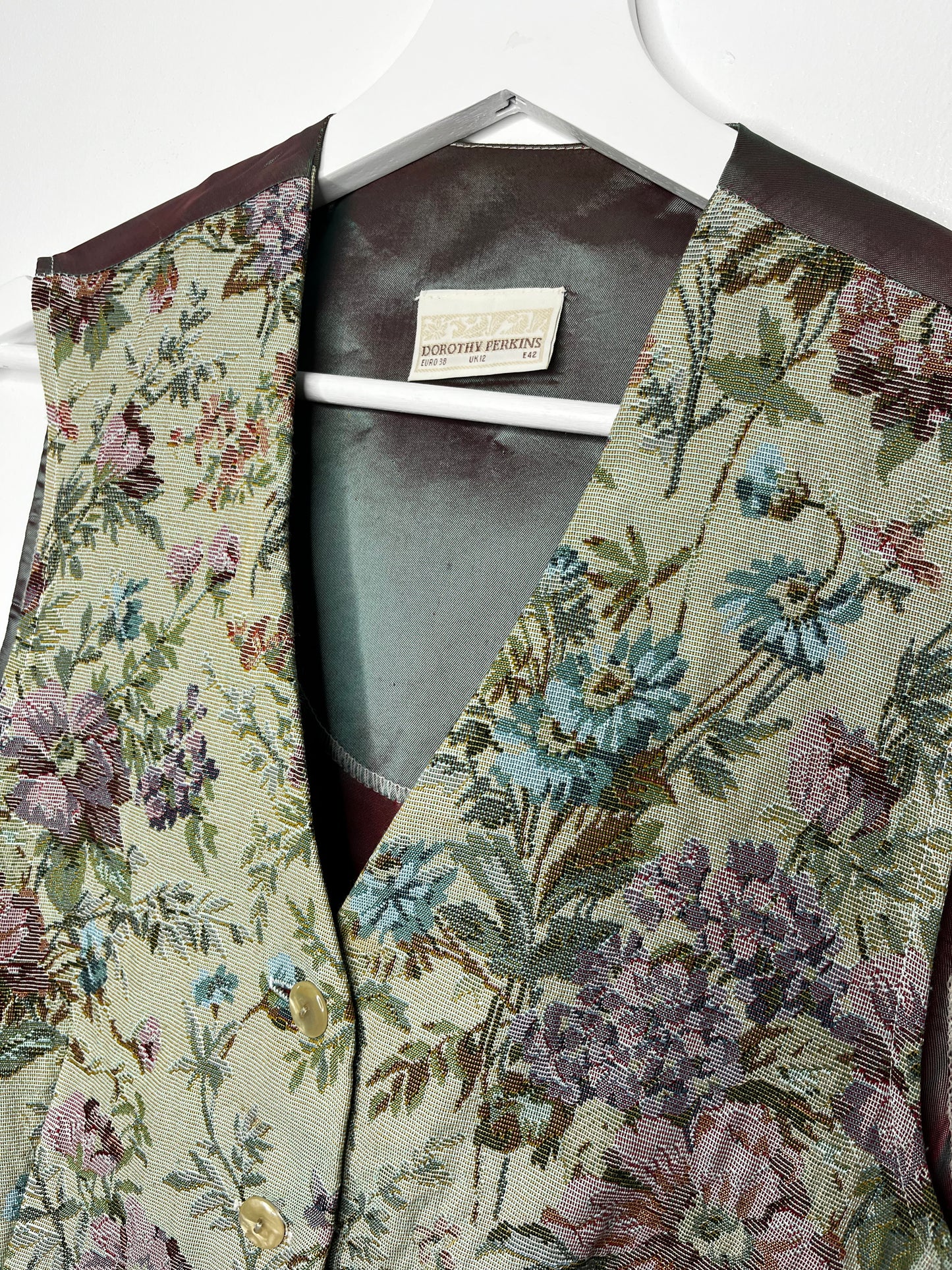 True Vintage Pastel Tapestry Floral Waistcoat