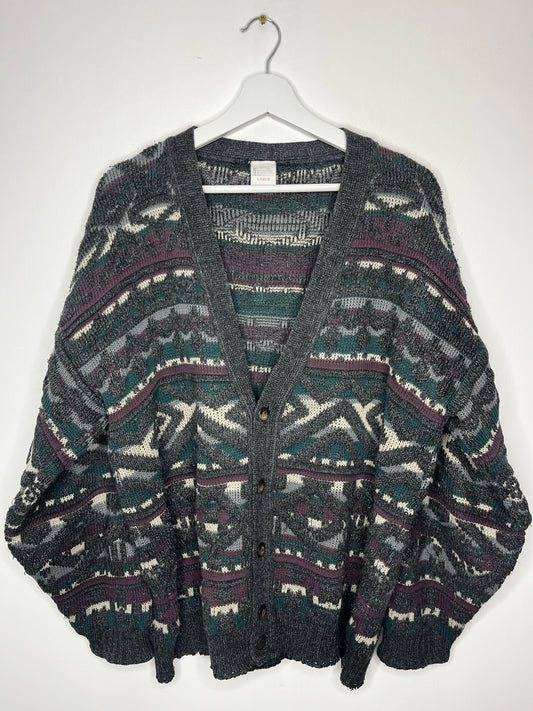 Grey Vintage Chunky 90s Grunge Cardigan