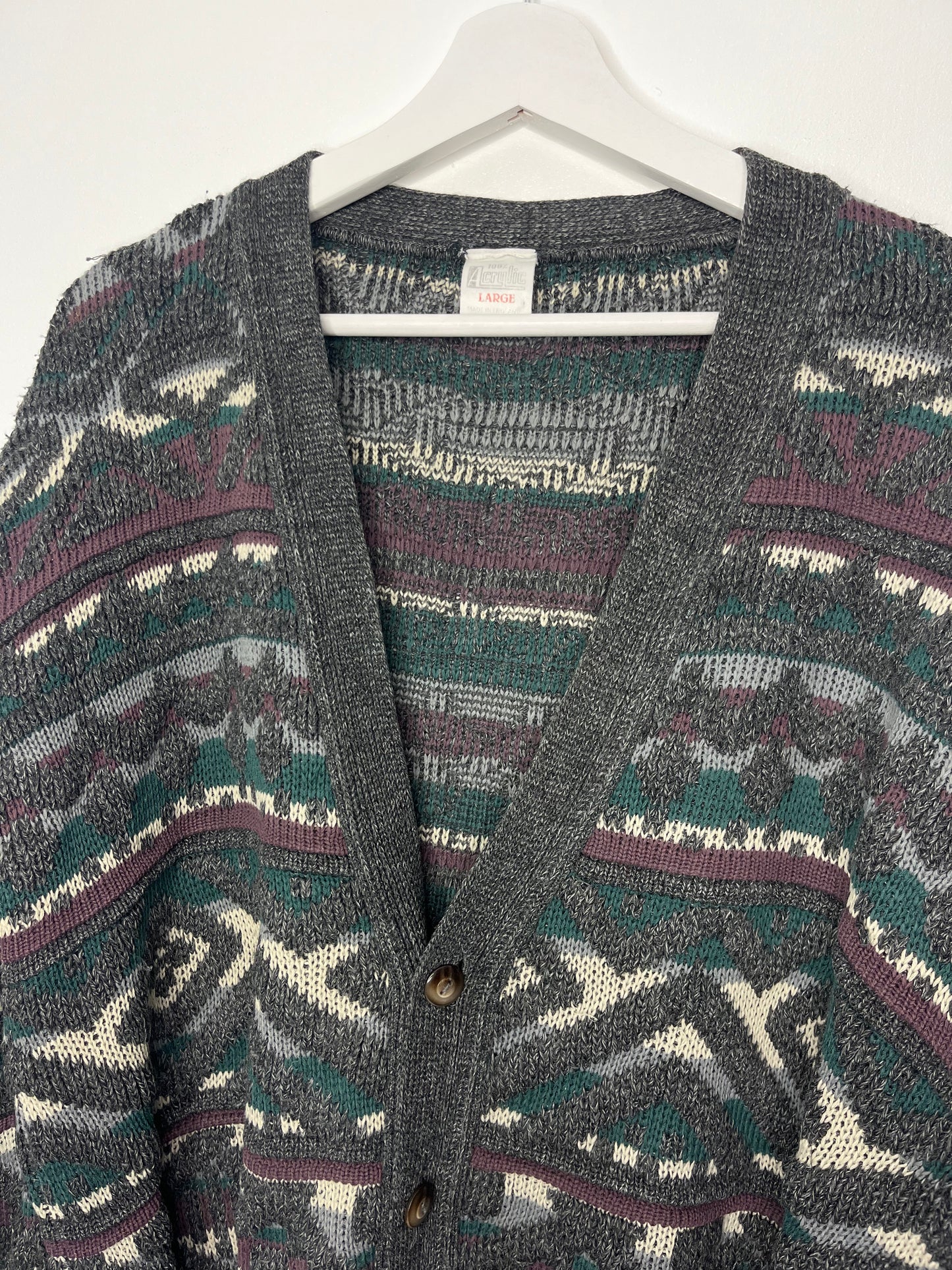 Grey Vintage Chunky 90s Grunge Cardigan