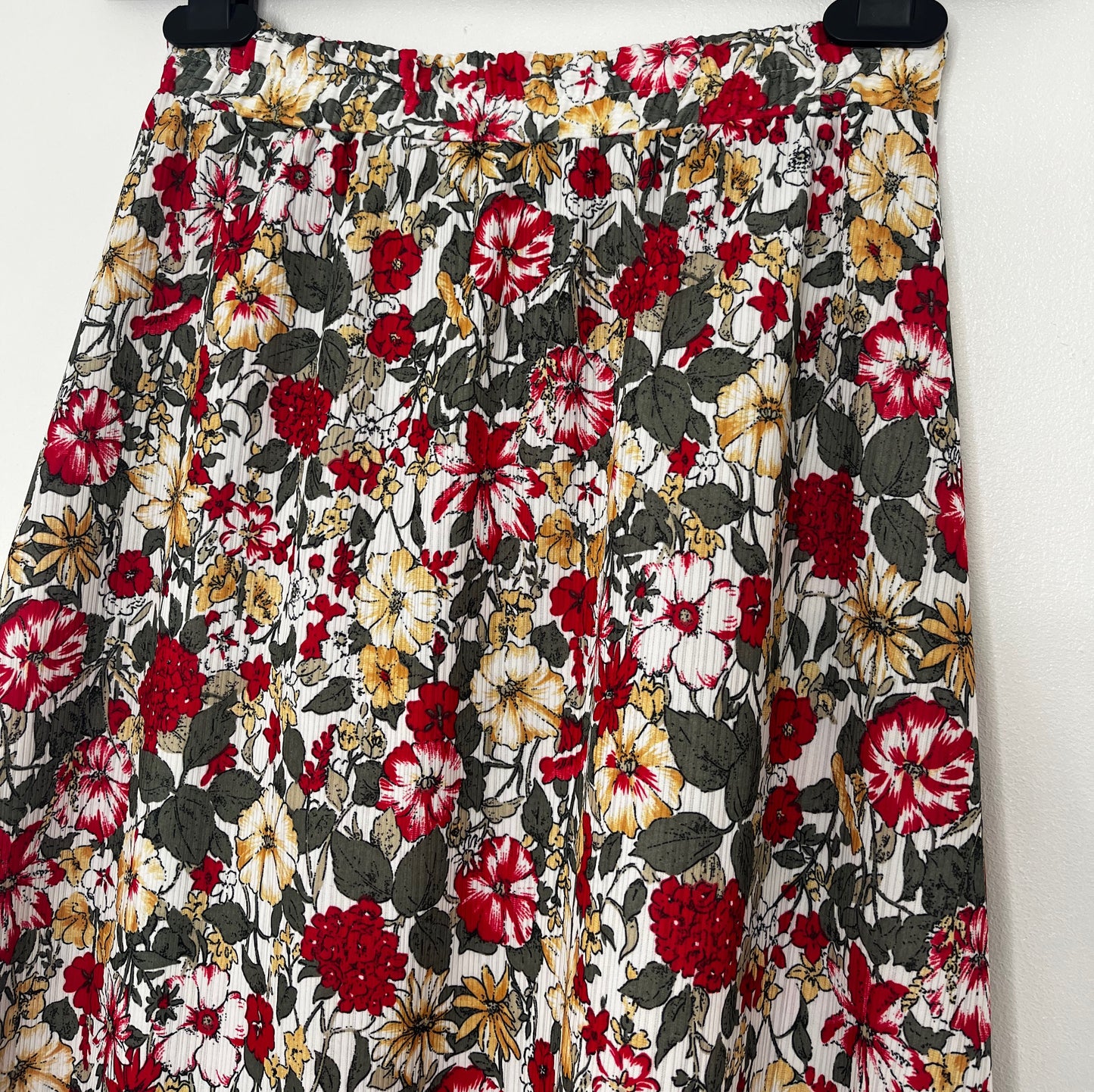 Khaki Red Floral Skirt