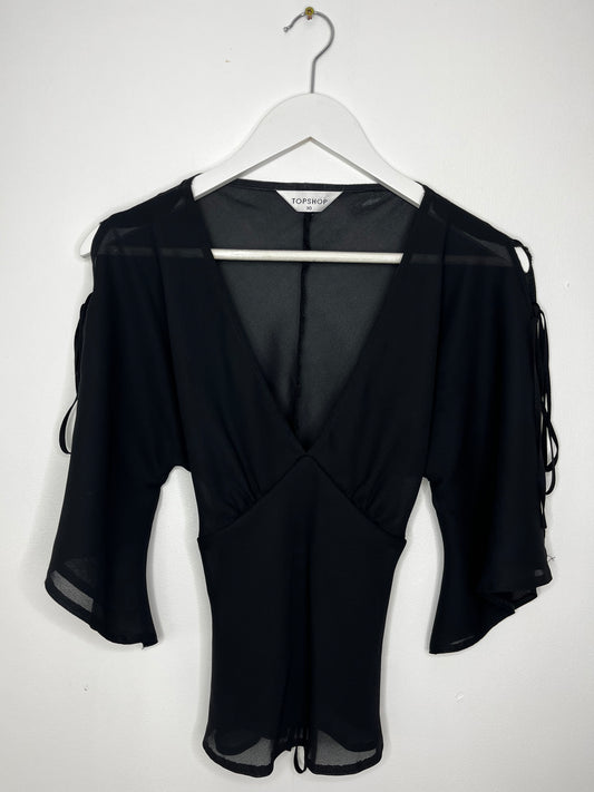 Black Semi Sheer Floaty Vintage Blouse