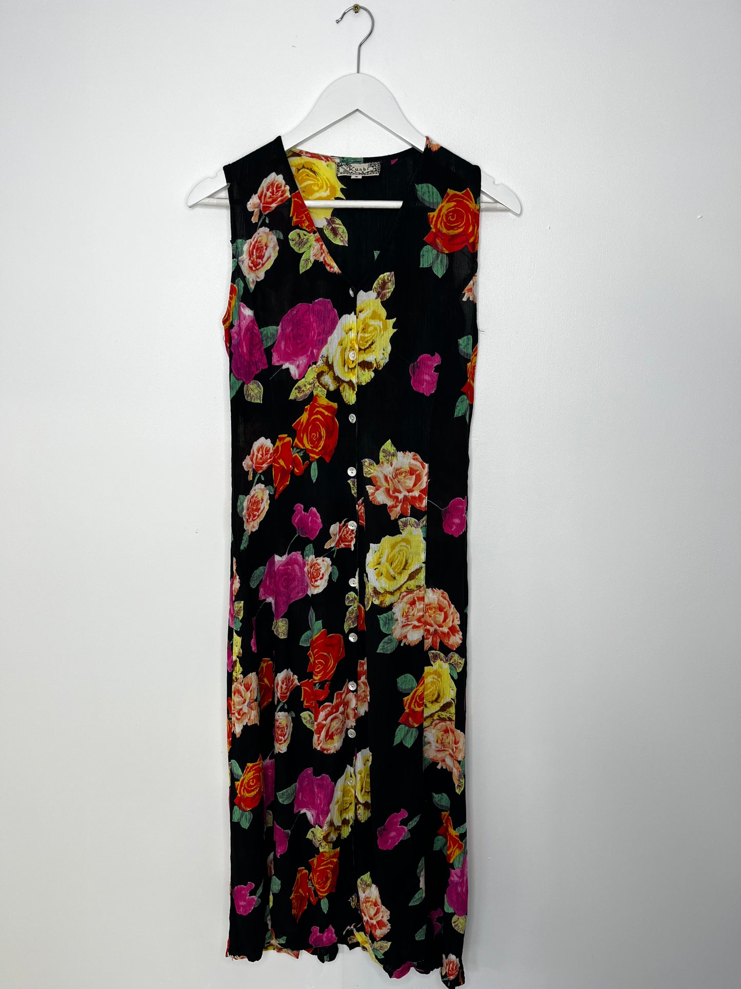 Button Down Vibrant Vintage Floral Dress