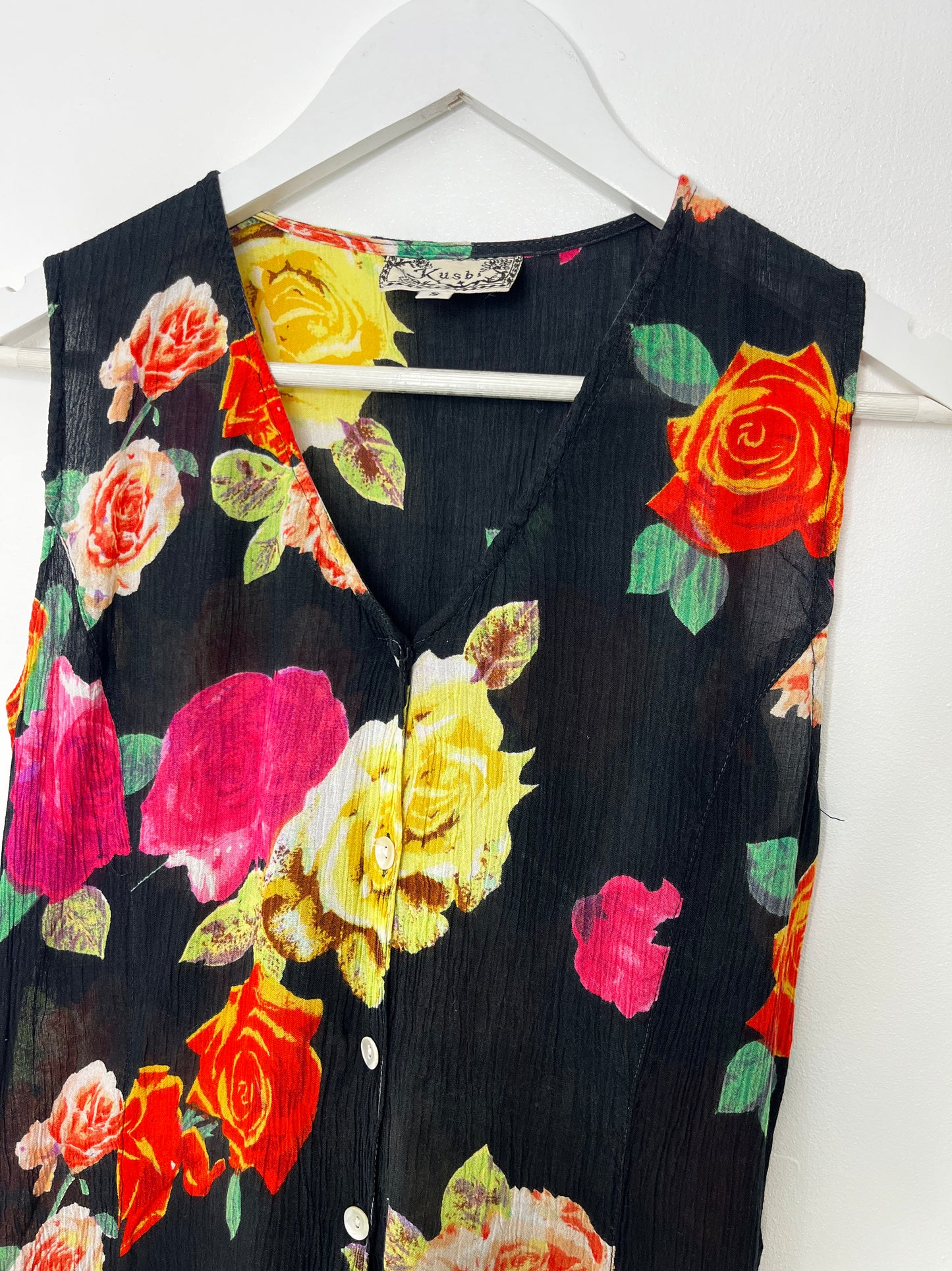 Button Down Vibrant Vintage Floral Dress