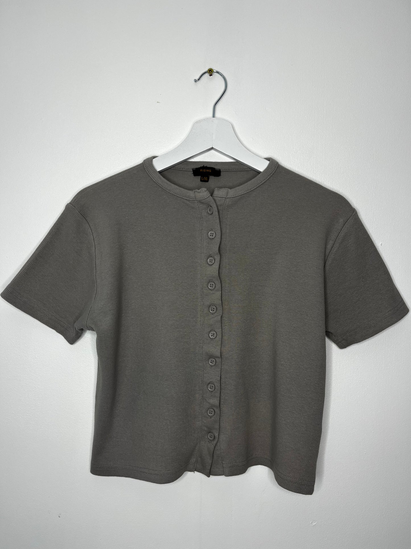 Lightly Ribbed Vintage Cotton Mocha T-Shirt