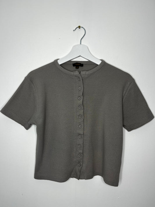 Lightly Ribbed Vintage Cotton Mocha T-Shirt