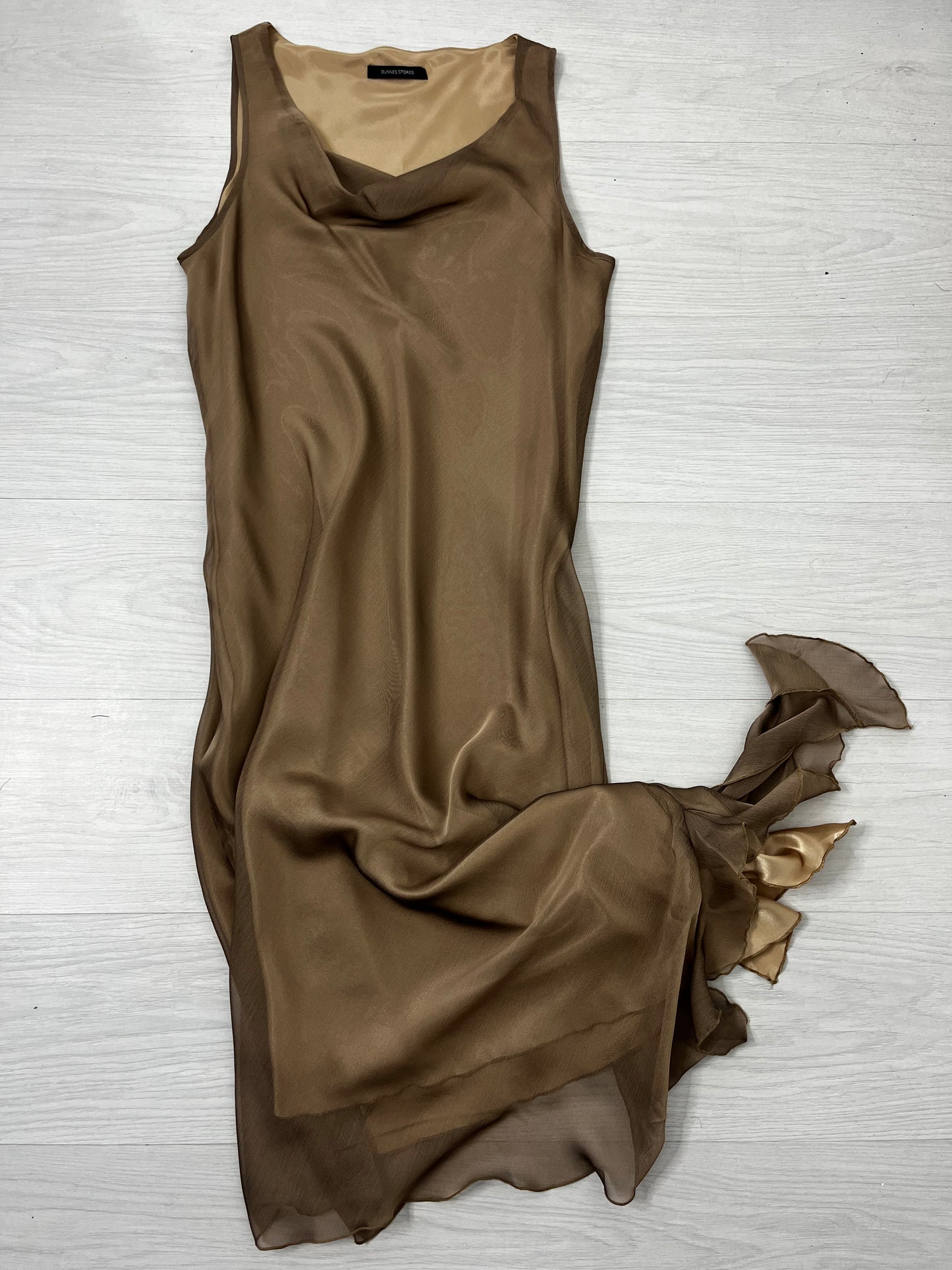Vintage Cowl Neck Long Gold Dress