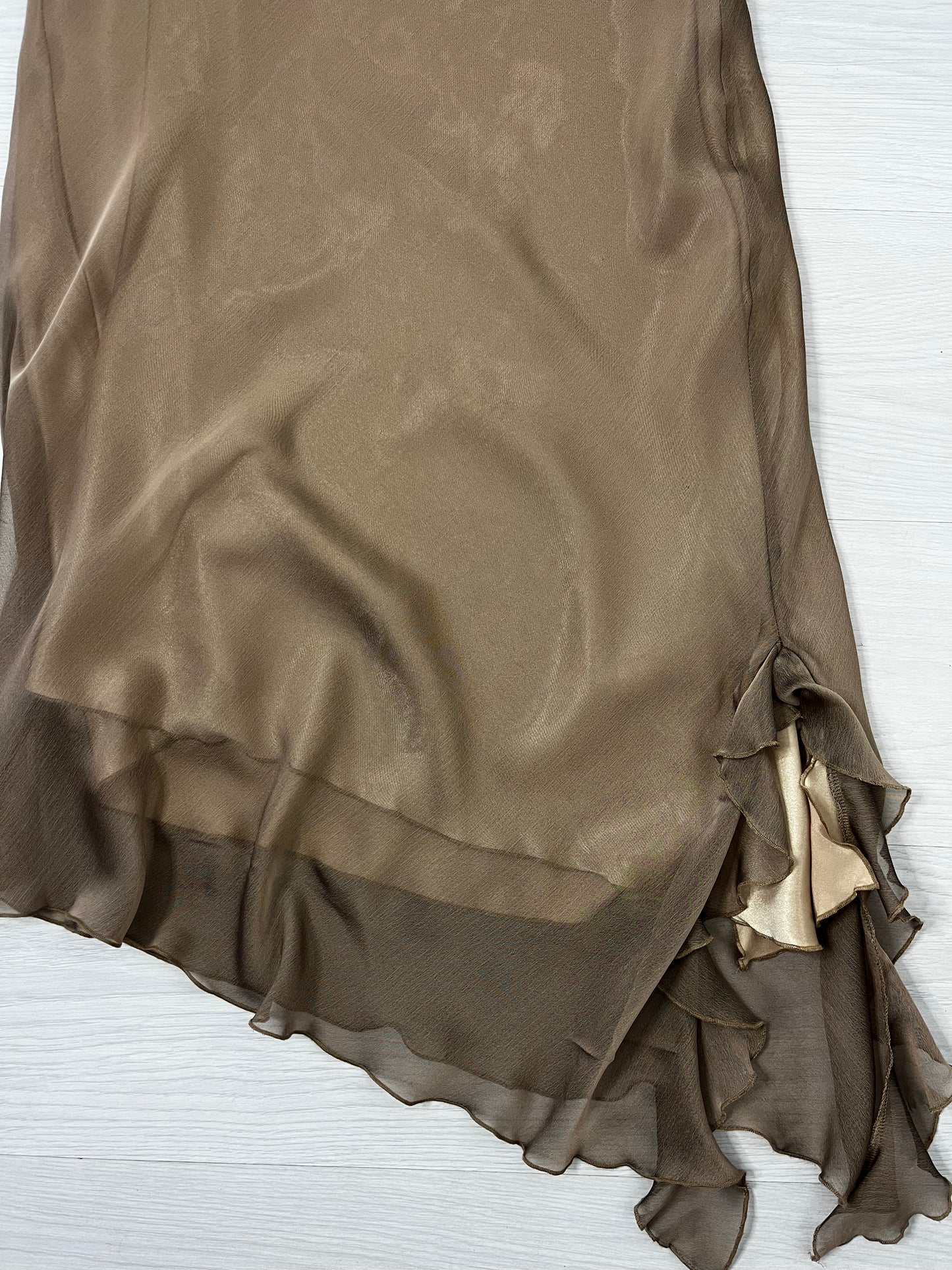 Vintage Cowl Neck Long Gold Dress