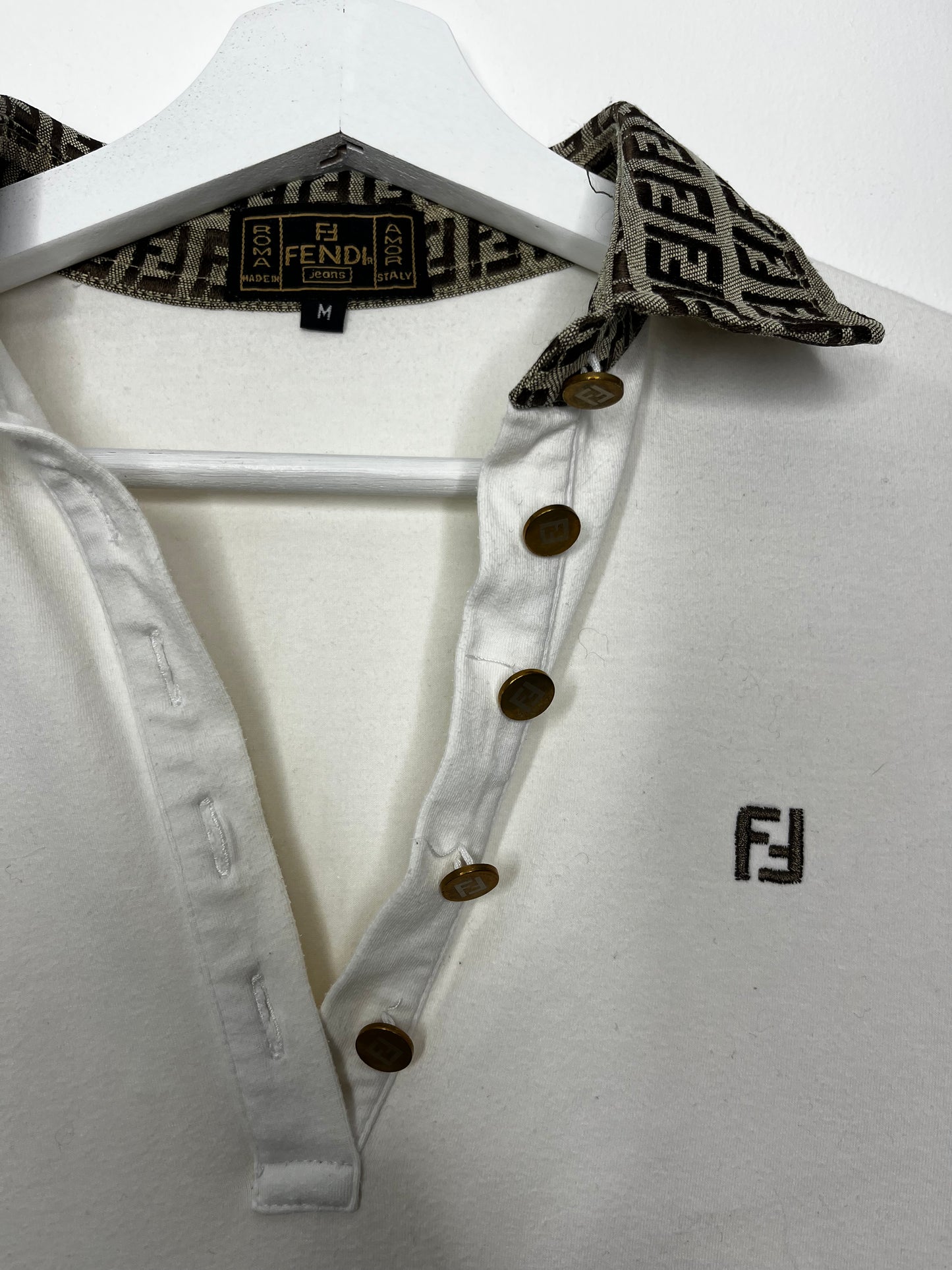 Y2k White & Brown Polo Top