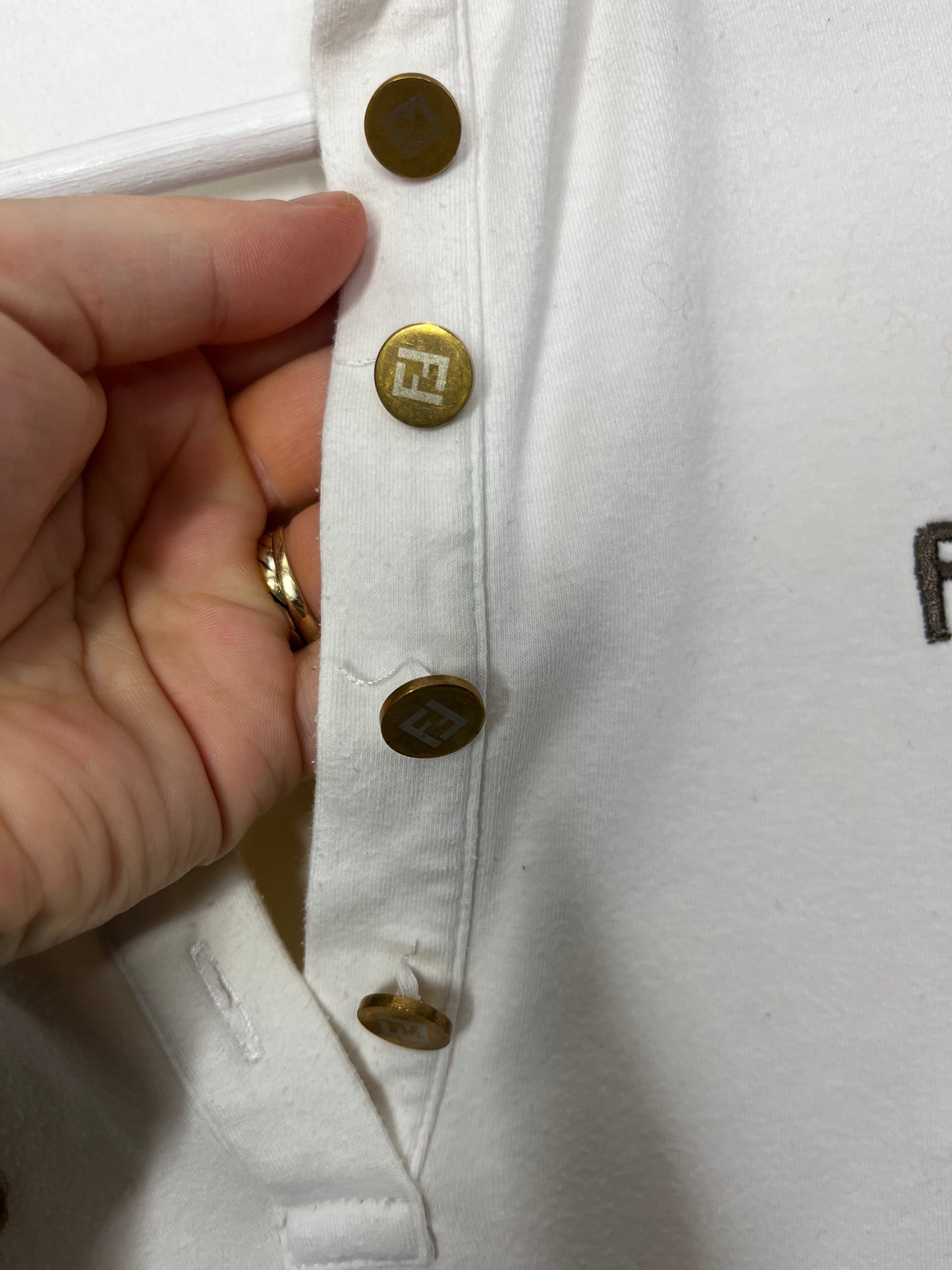 Y2k White & Brown Polo Top