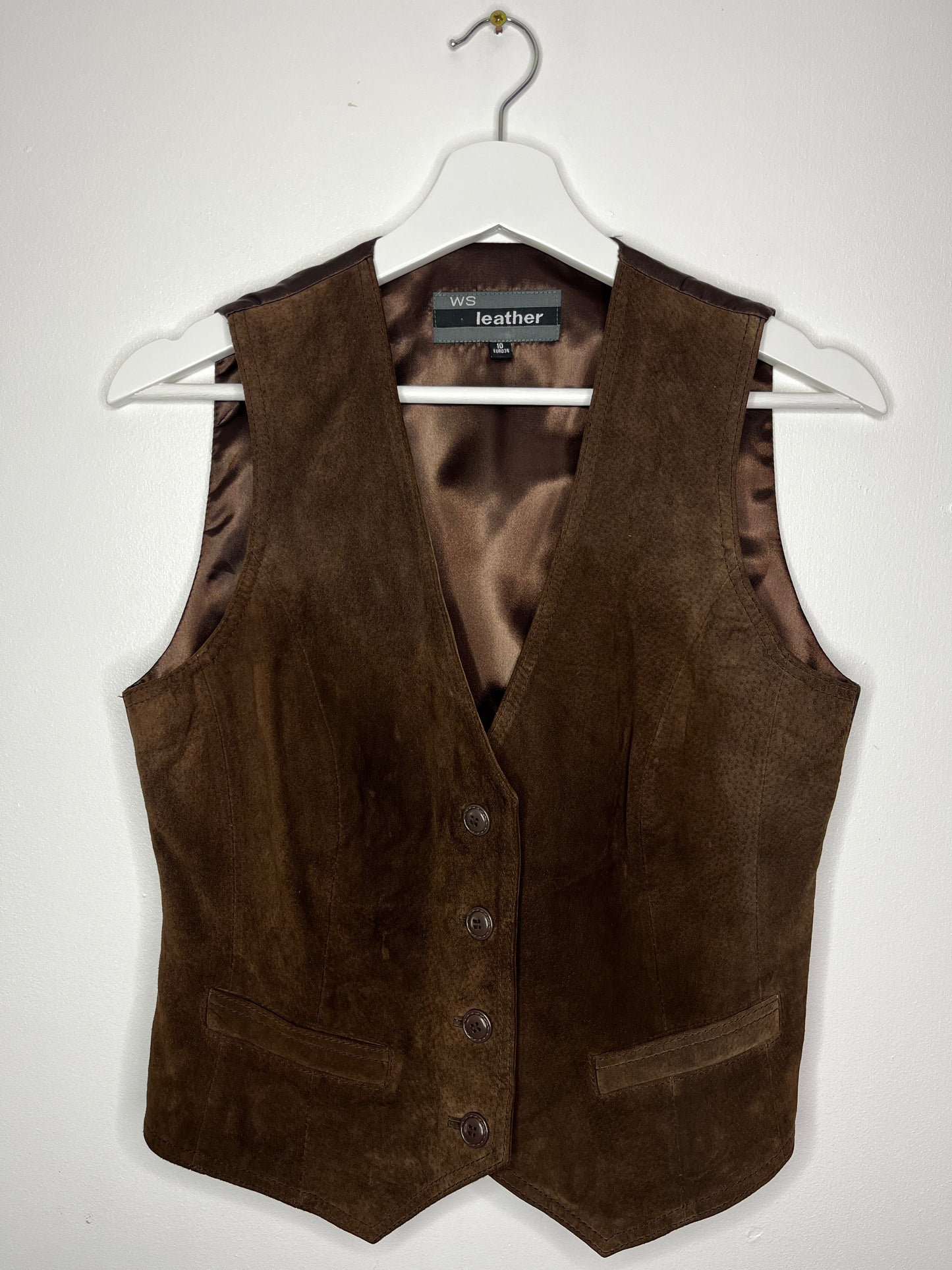 True Vintage Chocolate Brown Leather Waistcoat