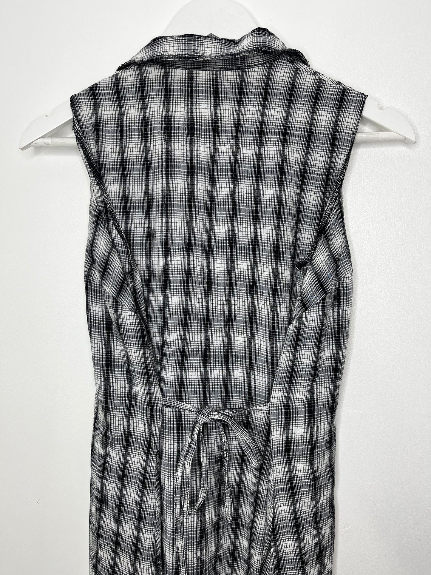 Navy Checked 90s Button Down Dress