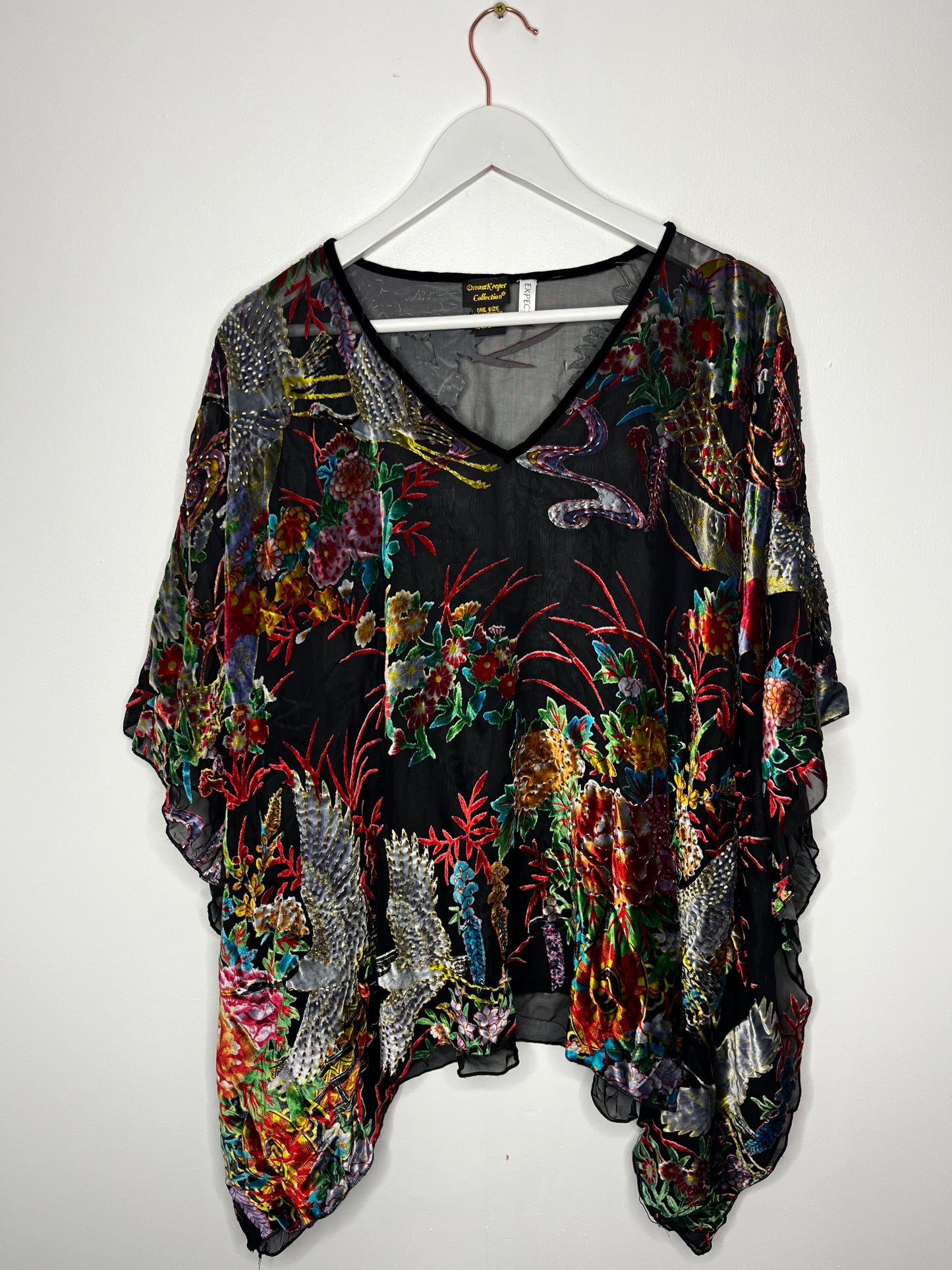 Part Silk Colourful Whimsical Vintage Blouse