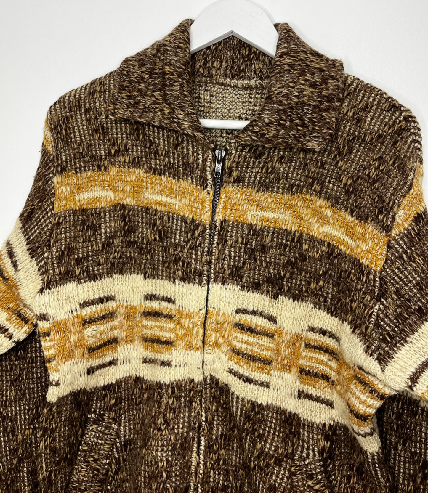 Brown Wool Zip Cardigan