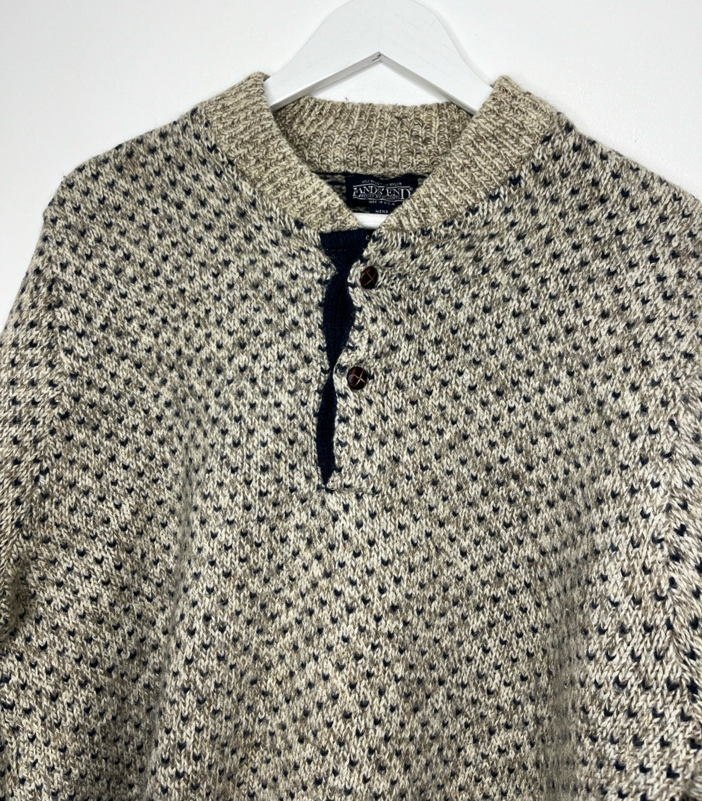 Quarter Button Wool Stone Jumper