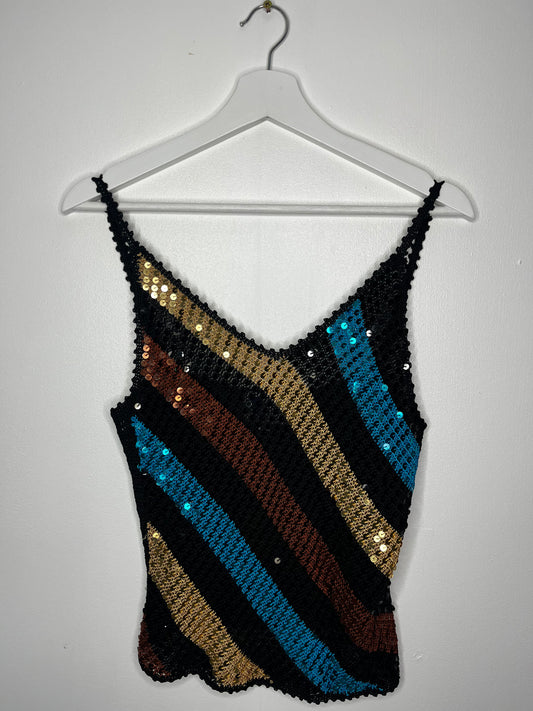 Y2k Crochet Sequin Cami Top