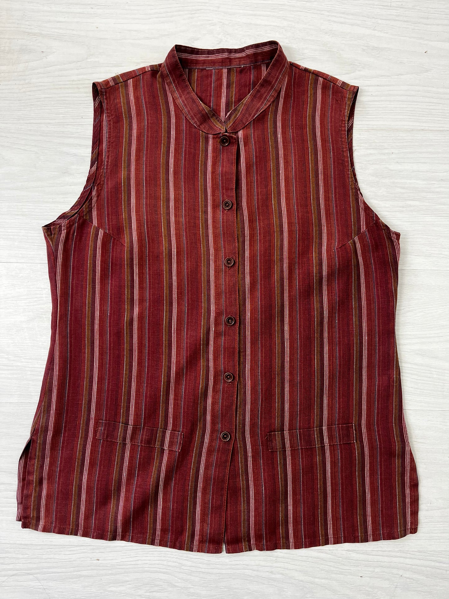 Burgundy Stripe Shorts Vintage Two Piece