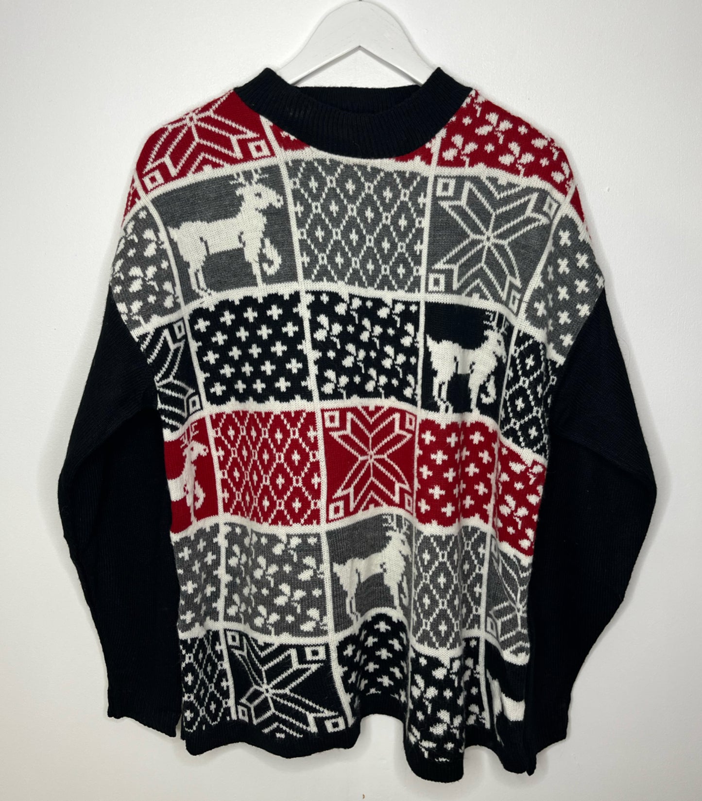 Grey Red Vintage Christmas Jumper
