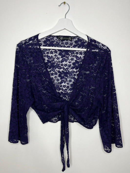 Purple Lace Vintage Tie Blouse