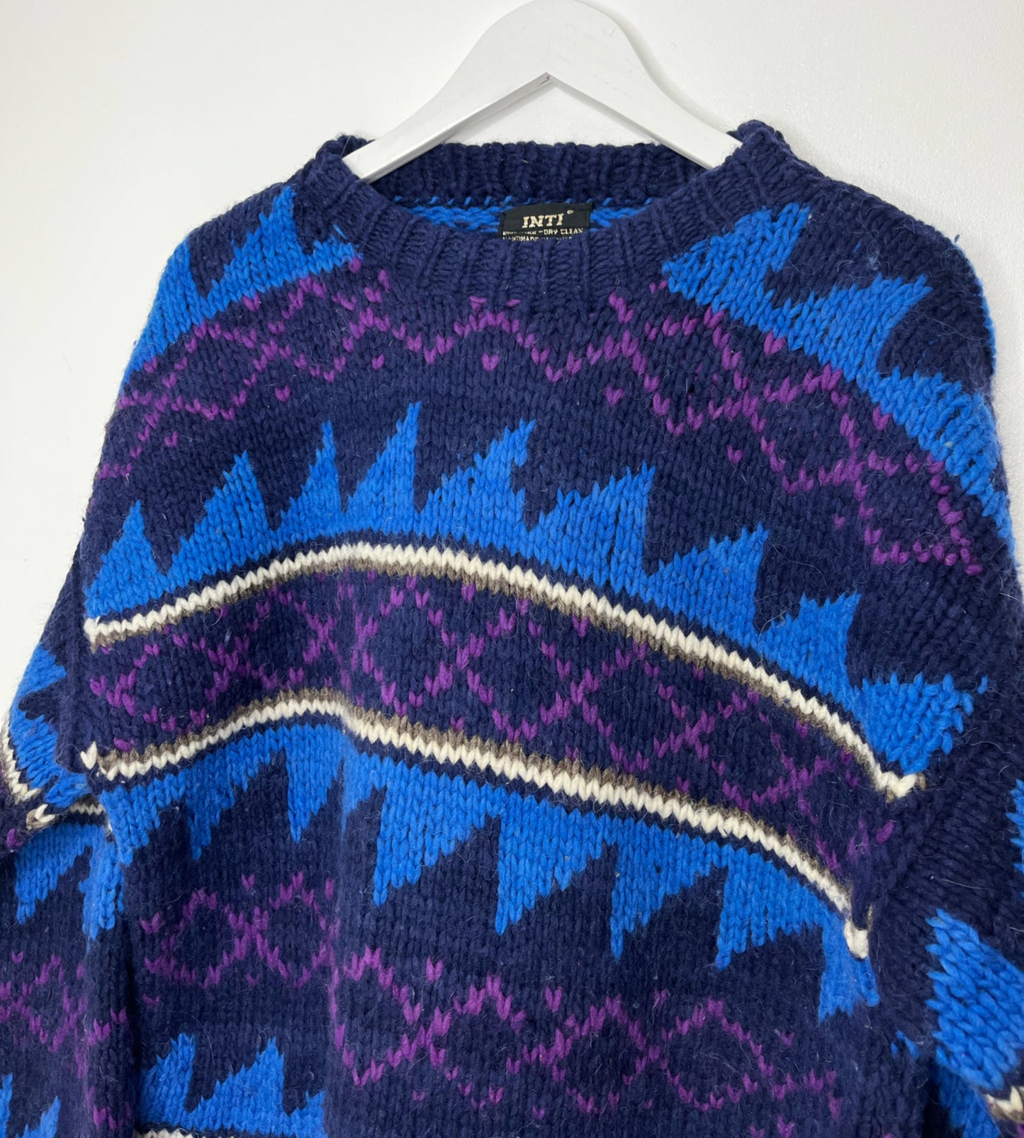 Blue Purple Patterned Vintage Jumper