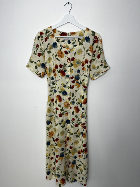 Button Down Tie Back Vintage Floral Dress