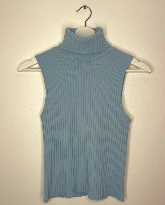 Powder Blue Ribbed Spring Highneck