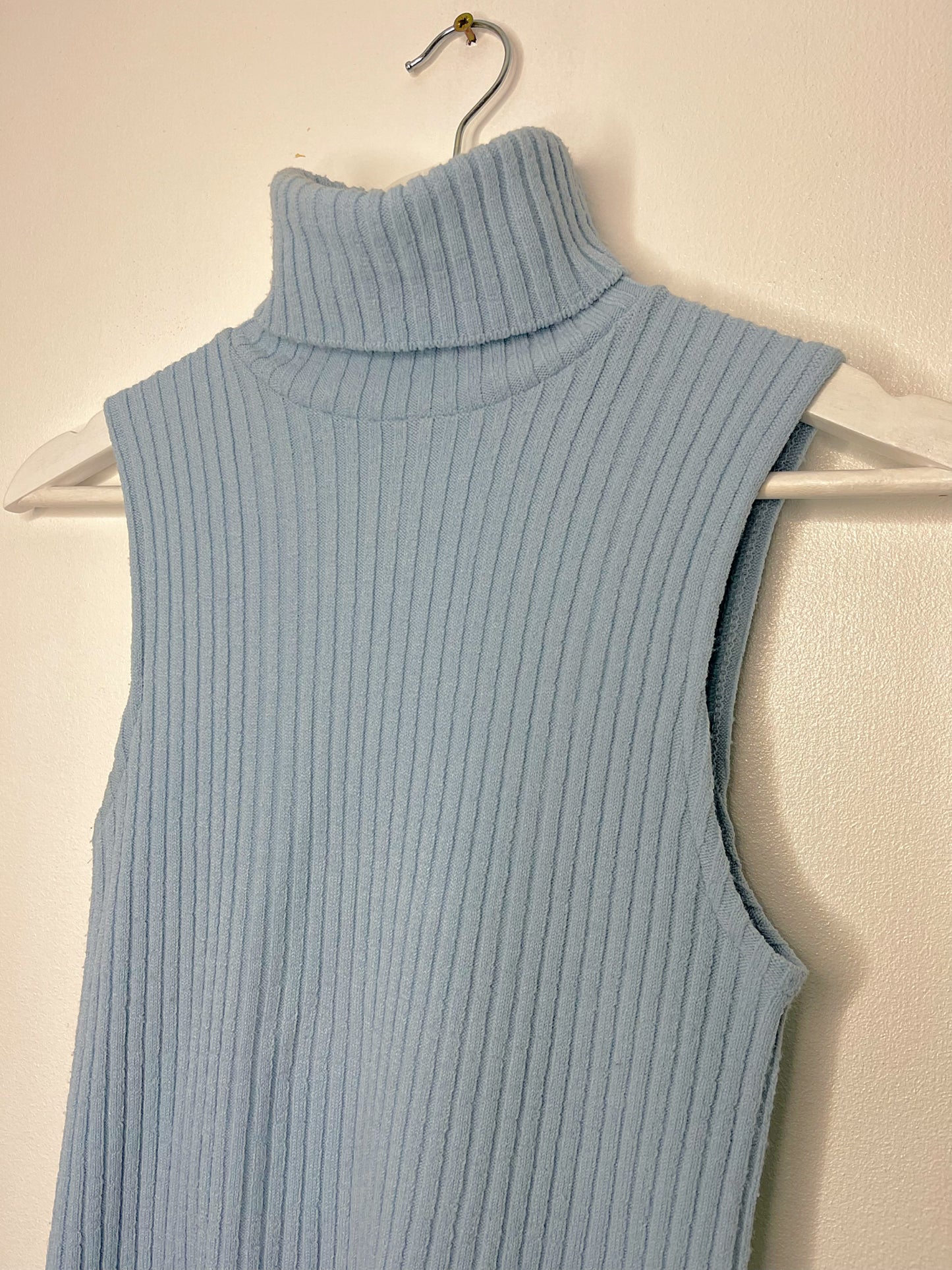 Powder Blue Ribbed Spring Highneck