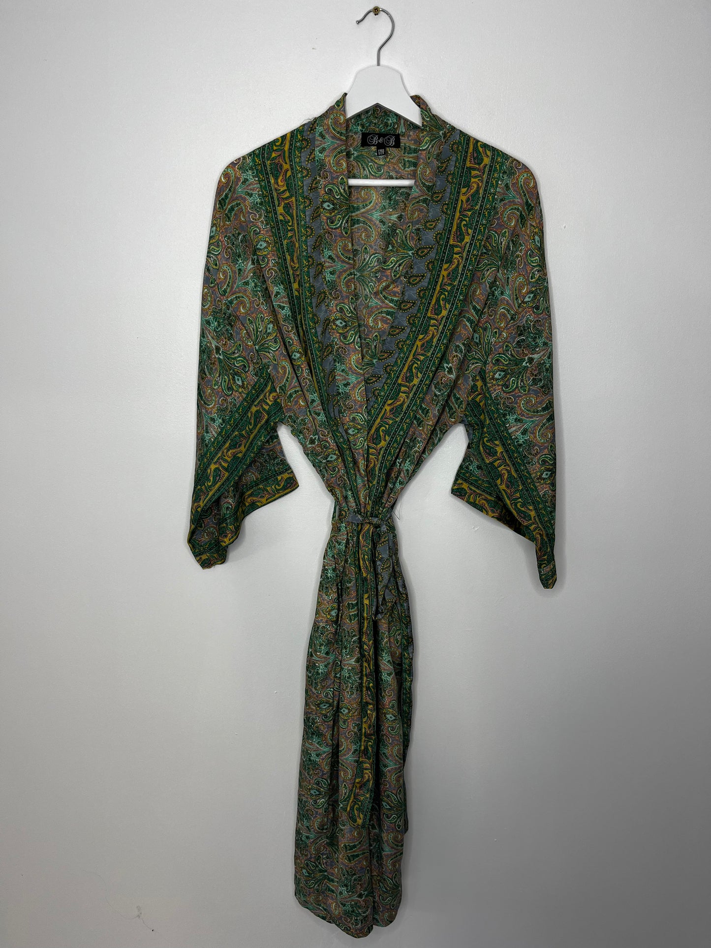 Pure Silk Green Paisley Robe