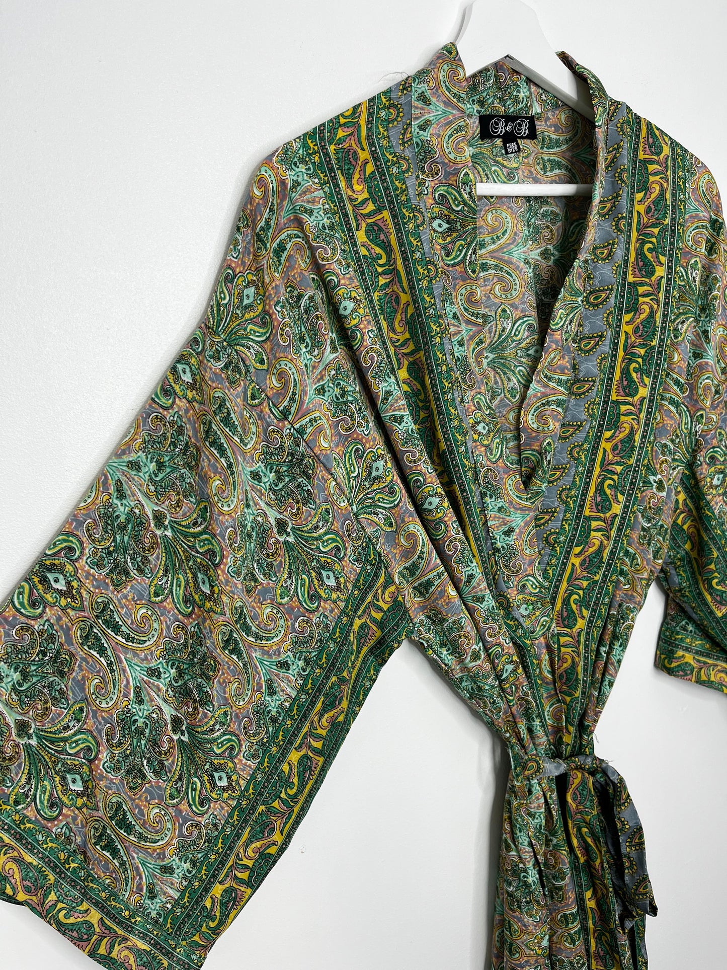 Pure Silk Green Paisley Robe