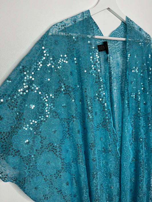 Turquoise Sequin Tassel Shawl