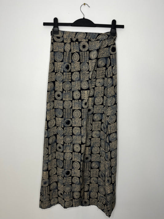 Highwaisted Grey Navy Vintage Wrap Skirt