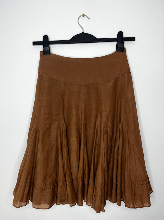 Part Silk Brown Vintage Boho Skirt