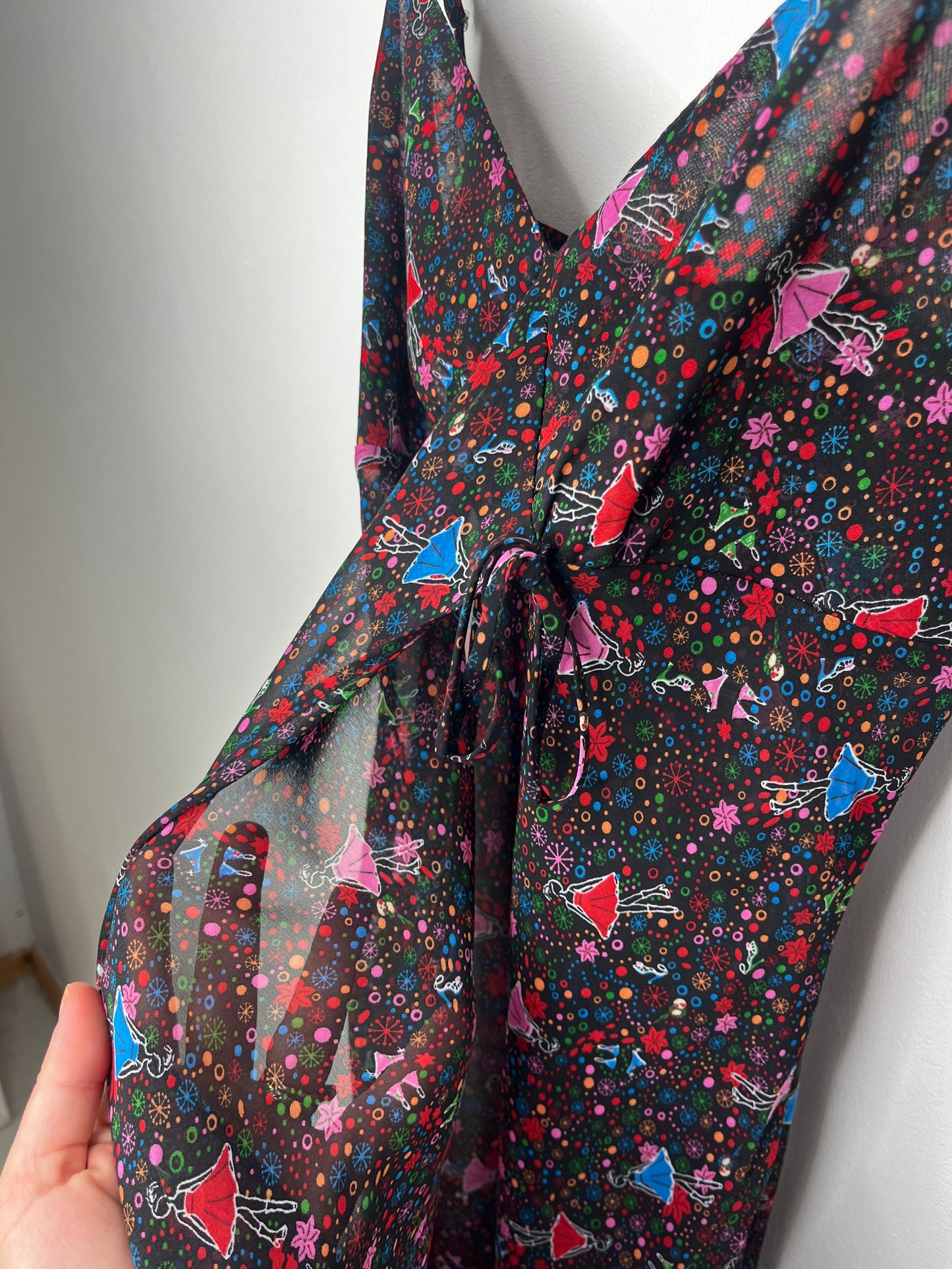 Semi Sheer Wrap Front Slip Dress