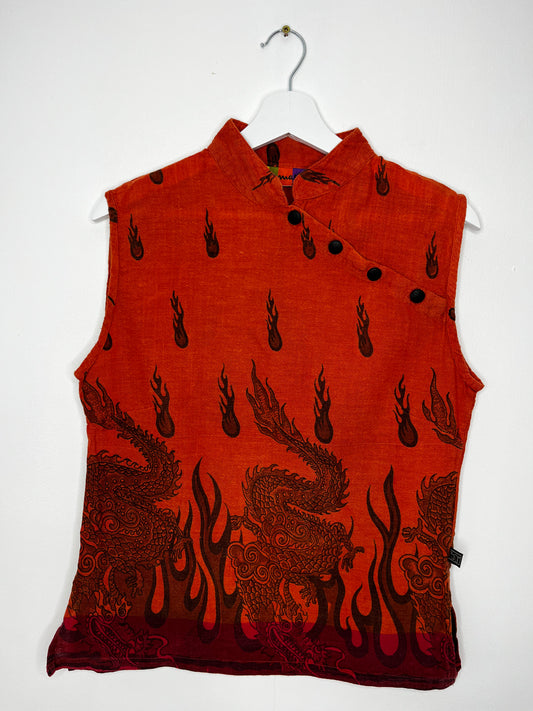 Orange y2k Dragon Top