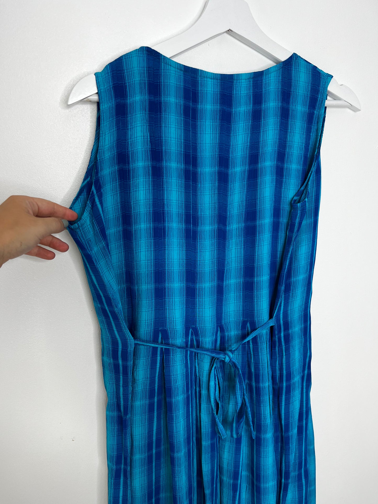 Blue Button Down 90s Checked Dress