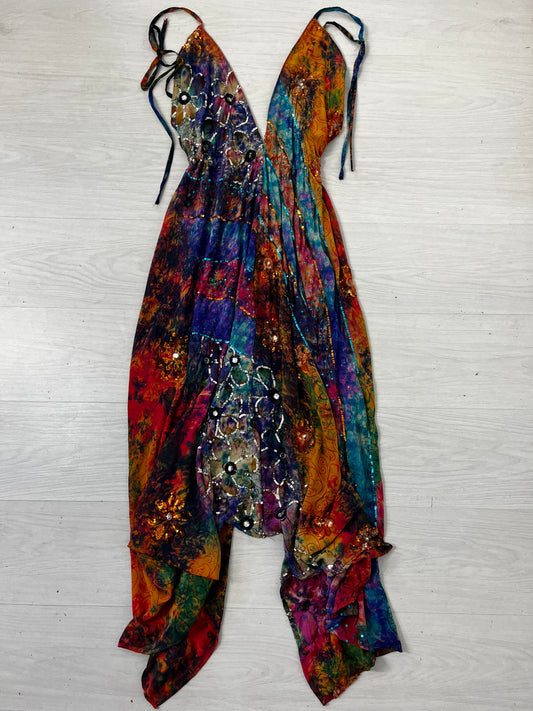 Rainbow Tie Dye Long Boho Dress