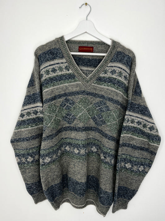 Grey Chunky Vintage Grandad Jumper