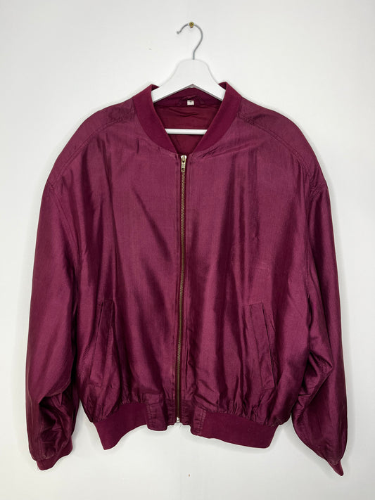 Dark Pink Vintage Silk Bomber Jacket