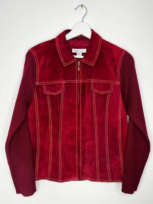 Cherry Red Vintage Suede 90s Zip Jacket