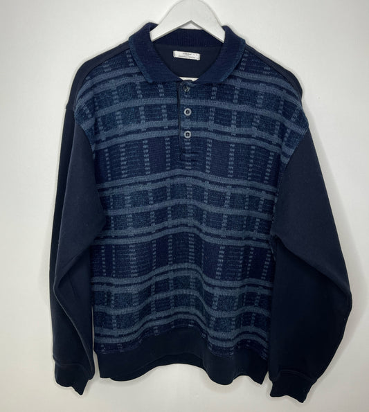 Navy Quarter Button Jumper