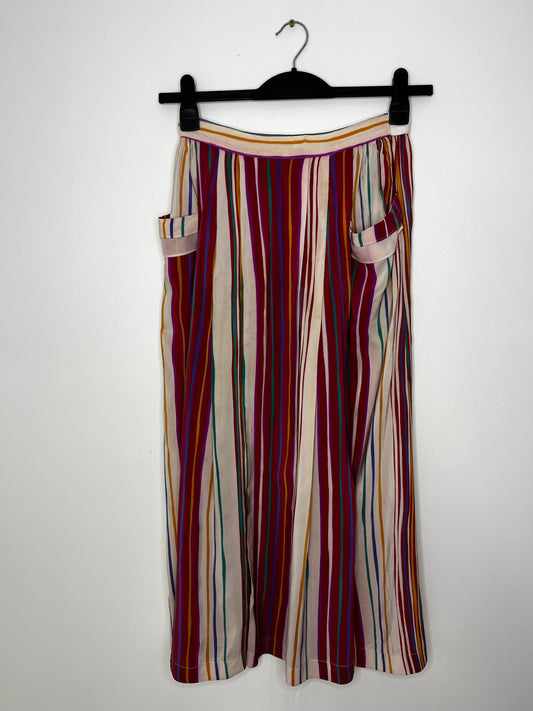 Colourful Stripe Silk Vintage Skirt