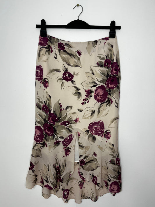 Pure Silk Floral Vintage Skirt