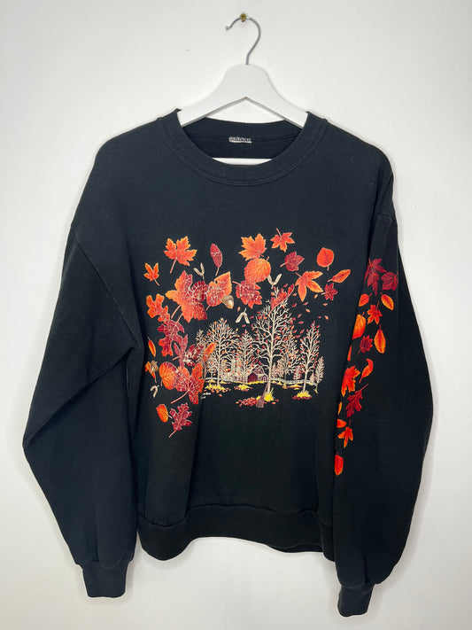 Black Autumn Crew Neck Jumper