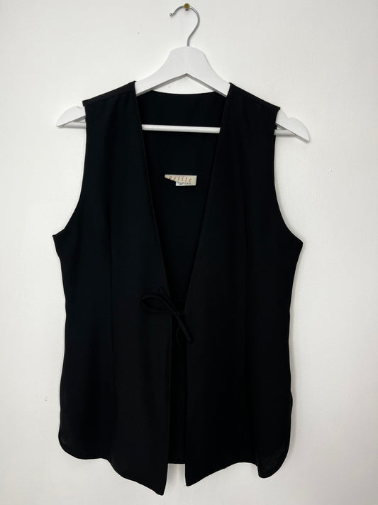 Black Classic Tie Middle Waistcoat Style Blouse