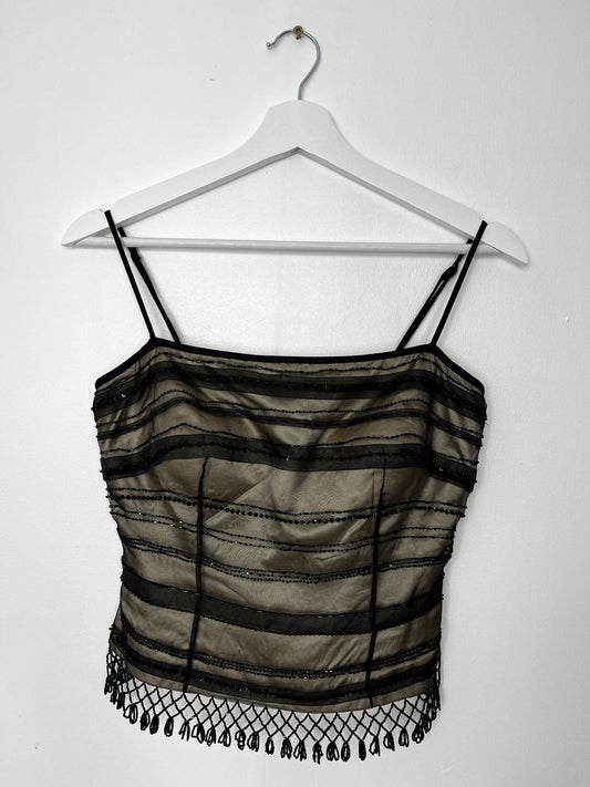 Y2k Mesh Beaded Zip Back Top