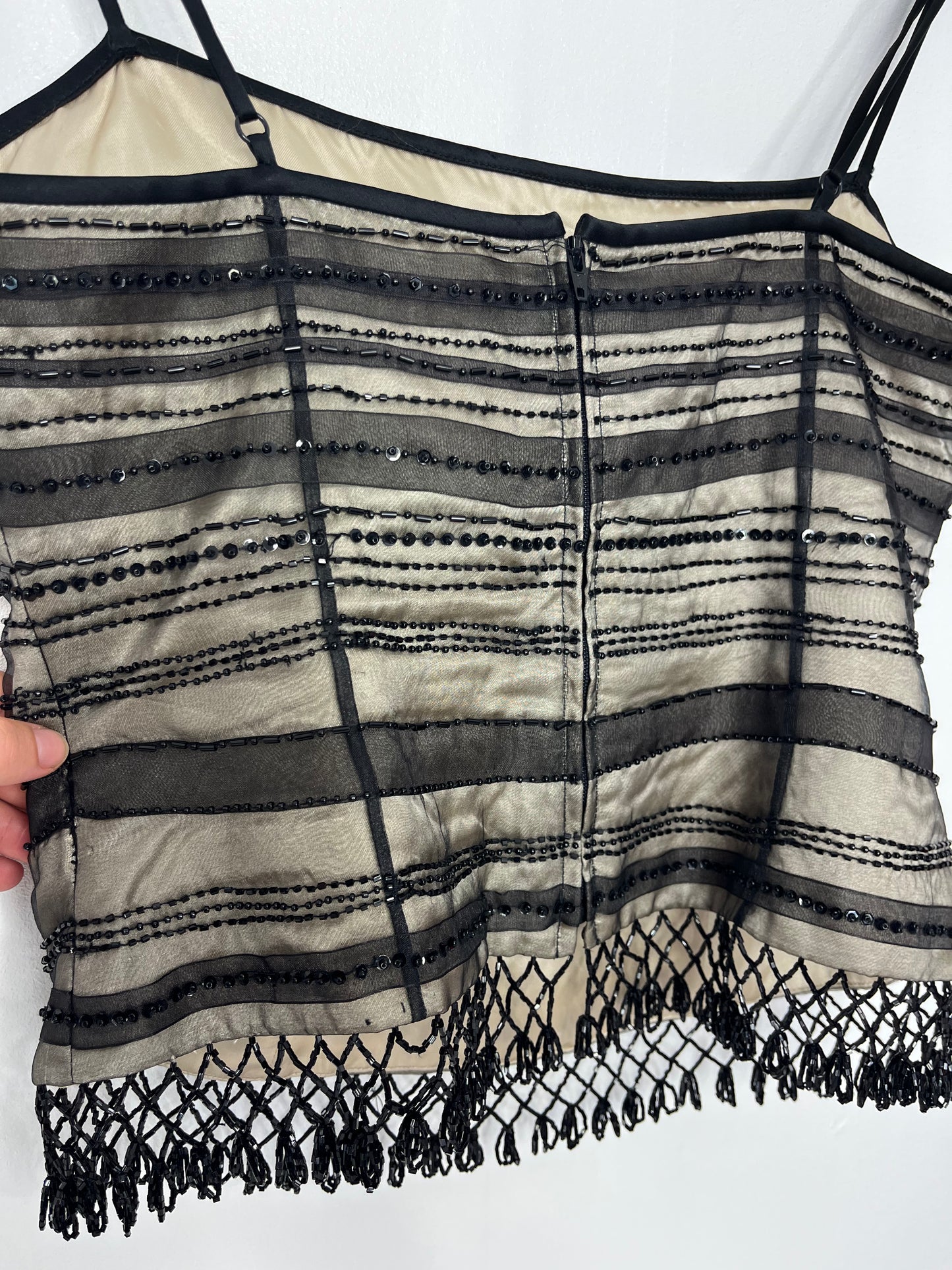 Y2k Mesh Beaded Zip Back Top